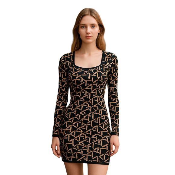 Jolie & Joy Chain Link Womens Sweater Dress Long Sleeve Body Con Size Large - Picture 1 of 6